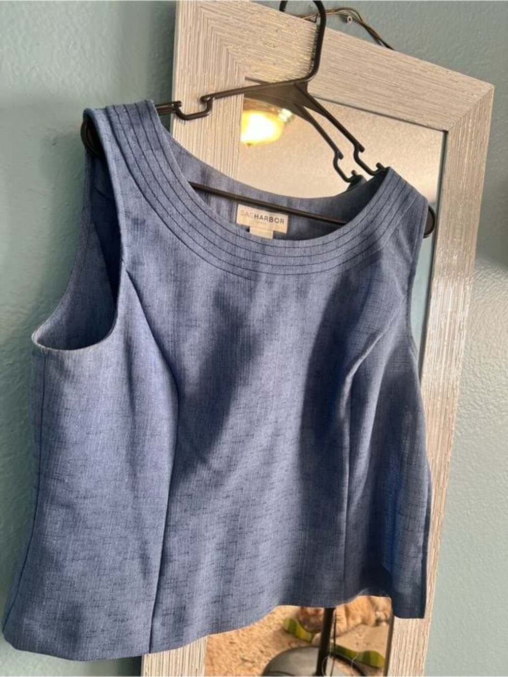 Sag Harbor Chambray Blue Sleeveless Tie-Side Top